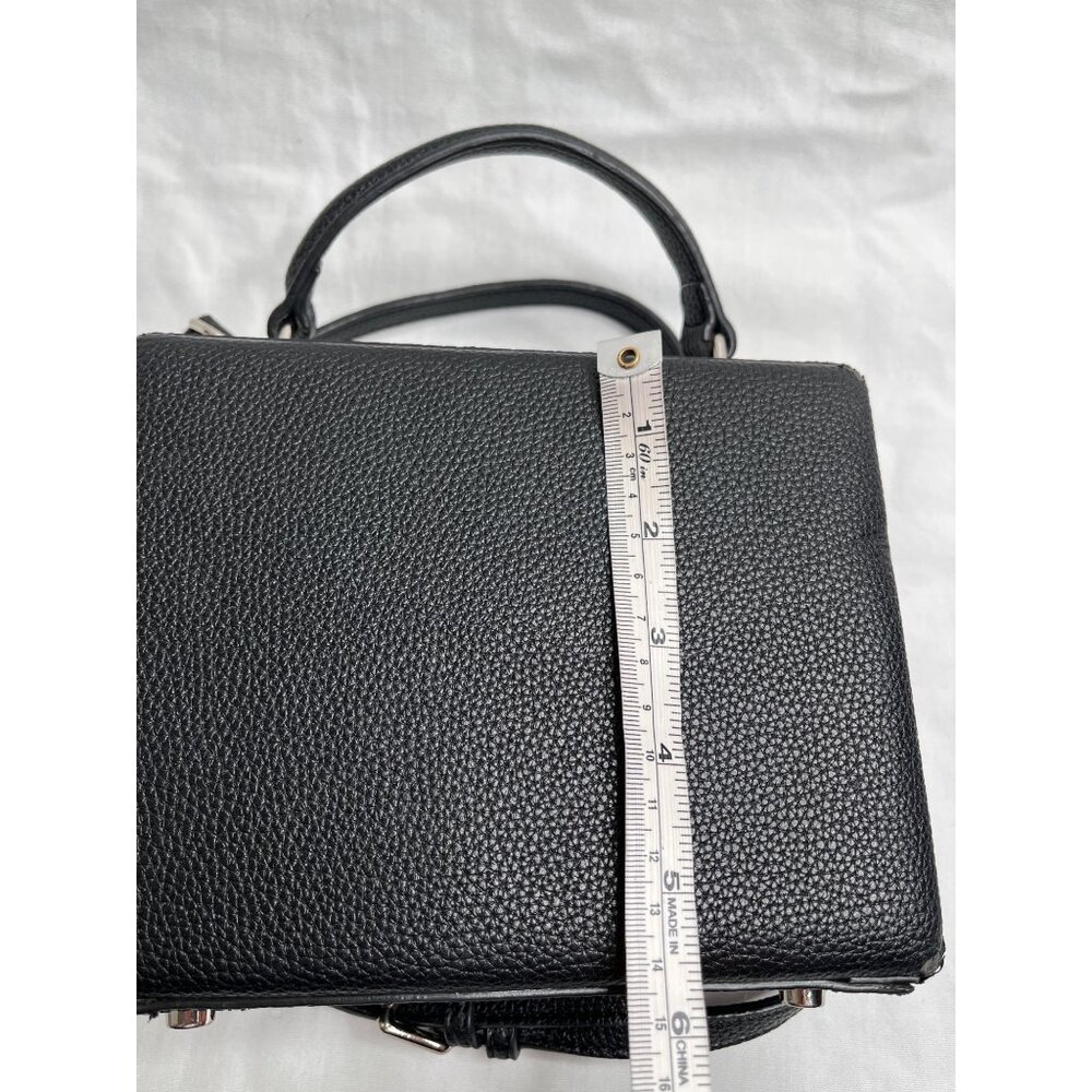 Brandon Blackwood Top Handle Small Trunk Bag Purse Black Pebbled Leather - Picture 9 of 12